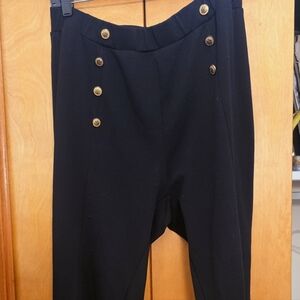 Black Pants with Gold Button Accents